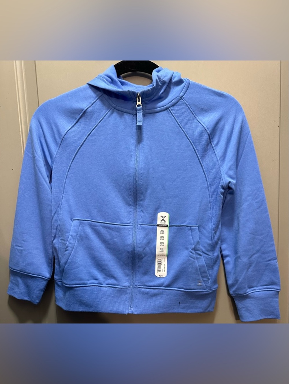 Xersion Size XS (6/6X) Soft Lightweight Blue Full-Zip Hoodie NWT